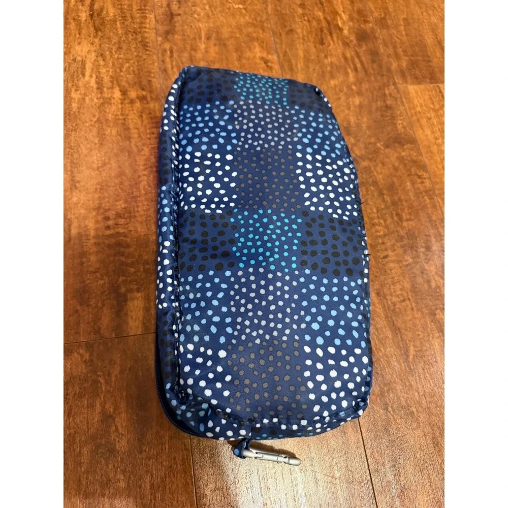 Lug Cosmetic Bag Pouch Blue Dot Print Travel Makeup Organizer Zipper Pockets